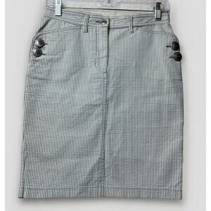 Byblos Blu Vtg Skirt Made in Italy Seersucker Women Size 4 Nautical Casual EUC